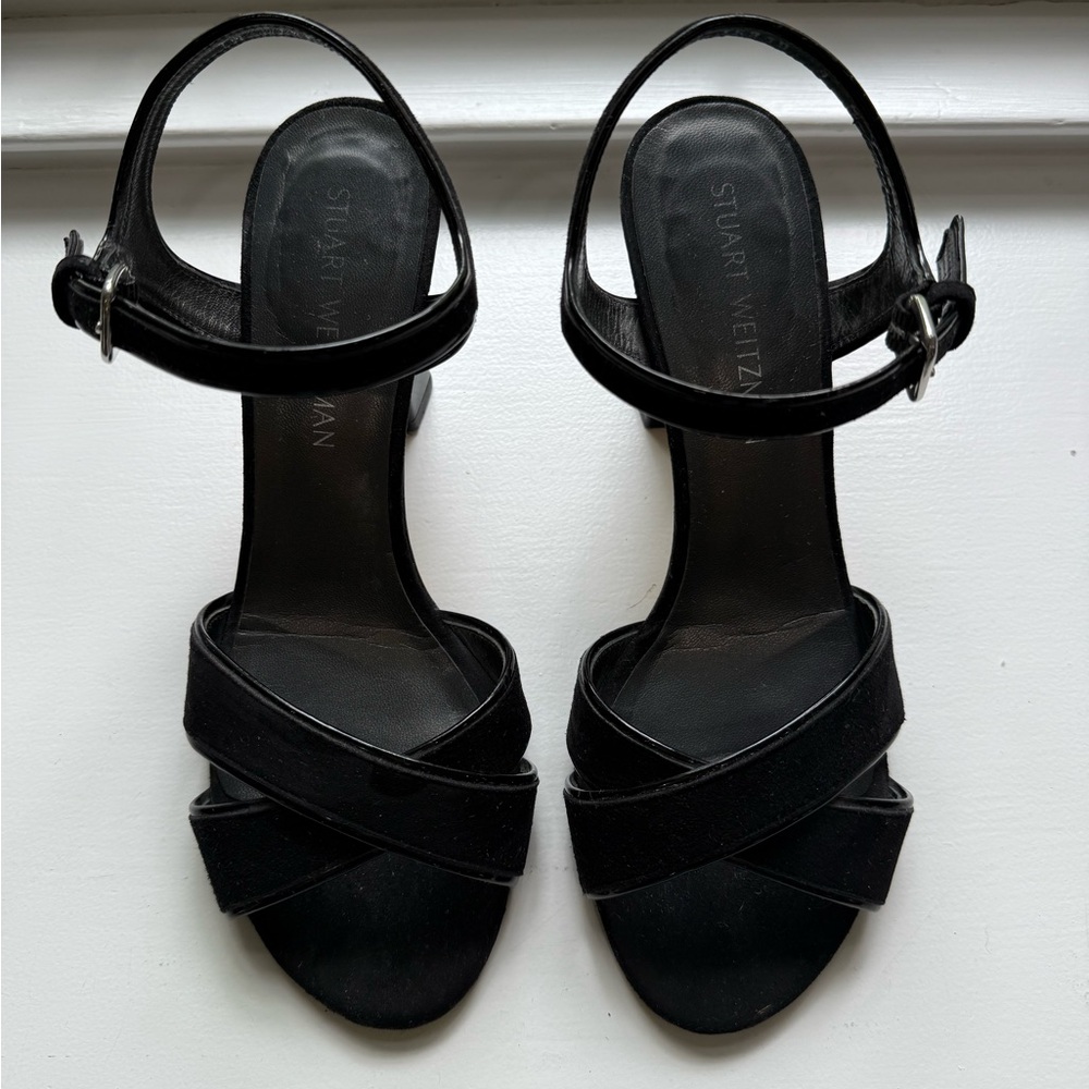 Stuart Weitzman Black Heels with Strappy Design